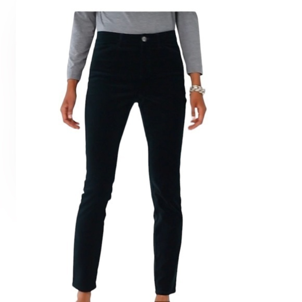 J. Jill Women’s Luxe Velveteen-Stretch High-Rise‎ Pants Black Size 8P NEW/NWT